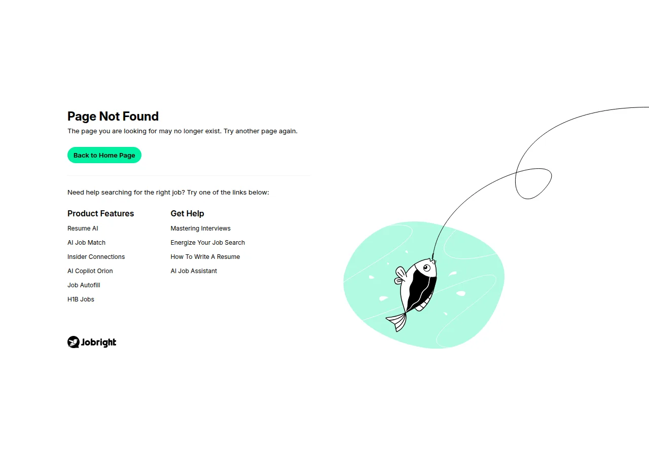 jobright.ai/pricing rendering a Jobright-branded Page Not Found message with links to product features instead of any pricing table