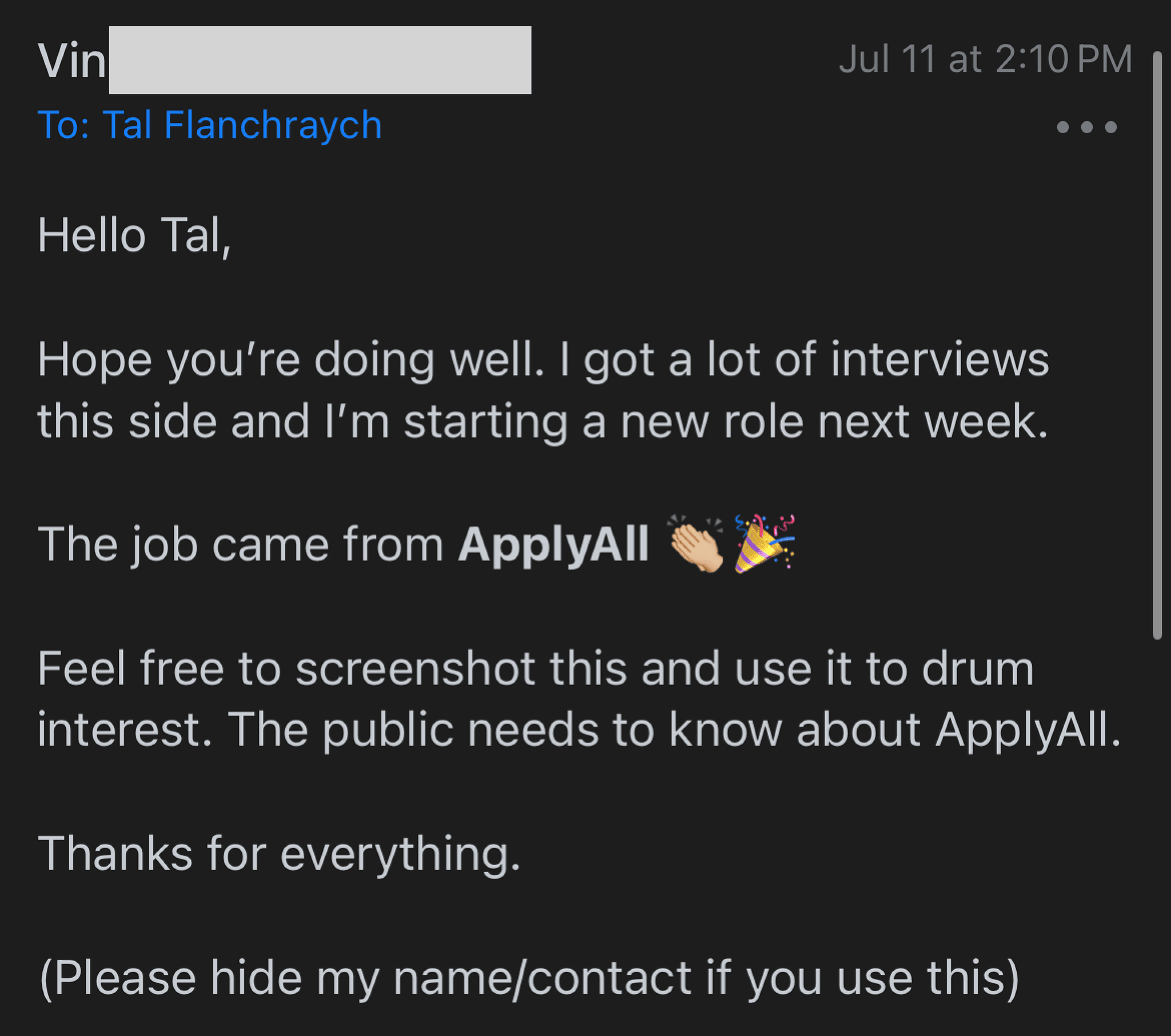 ApplyAll customer screenshot