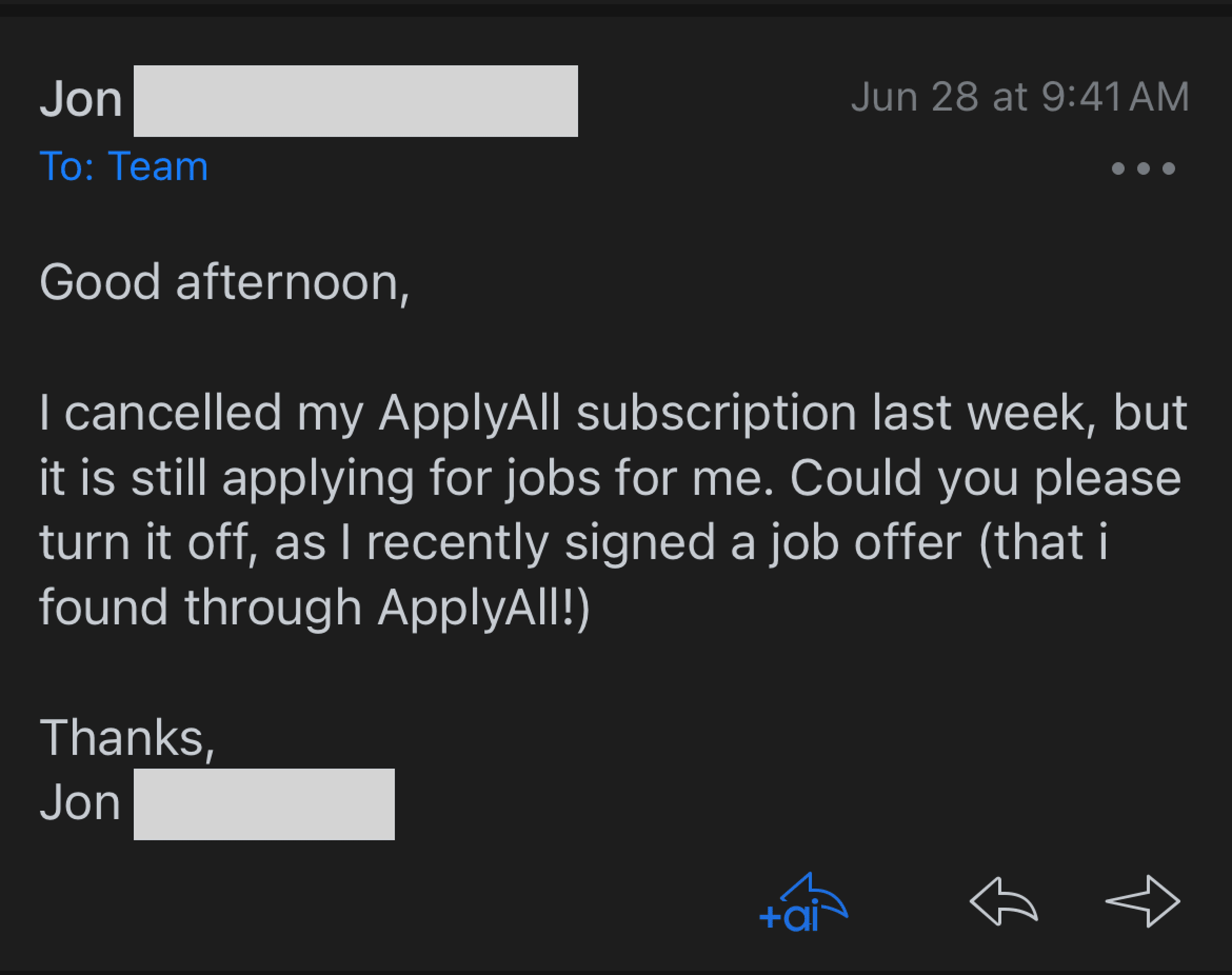 ApplyAll customer screenshot